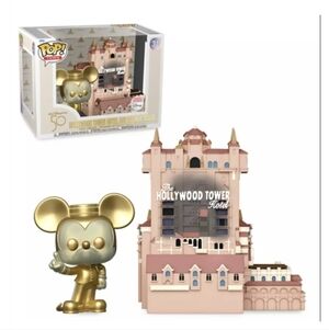 Funko Pop! Town: Hollywood Tower Hotel and Mickey Mouse - Gold and Pink